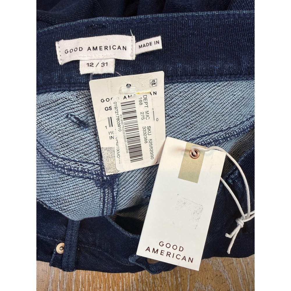 Good American NWT Jeanius Barrel Sweatpants Jeans Dark Wash Size 12/31 - Picture 6 of 10